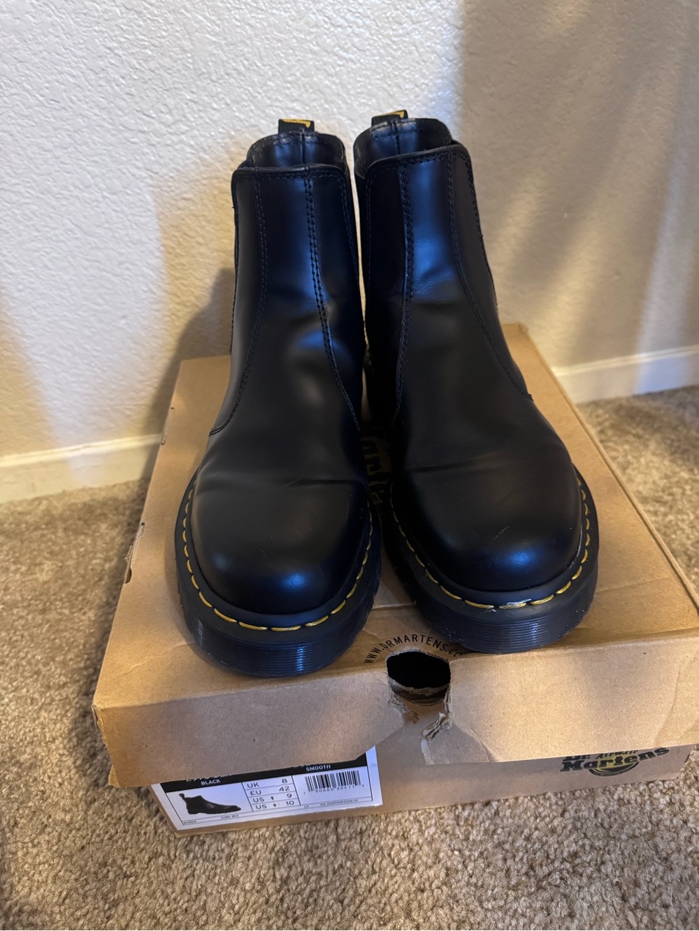 Dr. Martens Black 2976 bex Chelsea Boots with Yellow Stitching